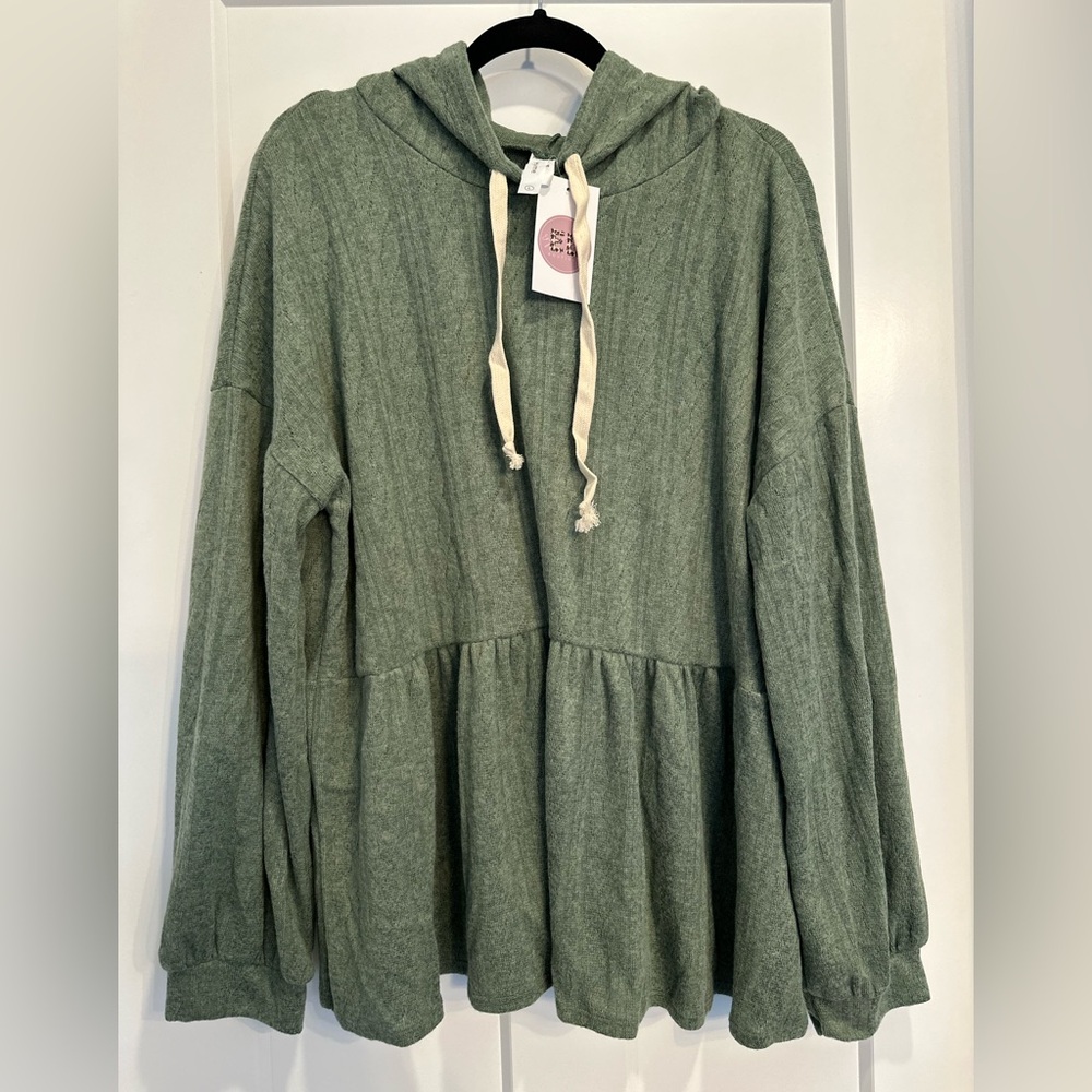 Honeyme Green Hooded Top